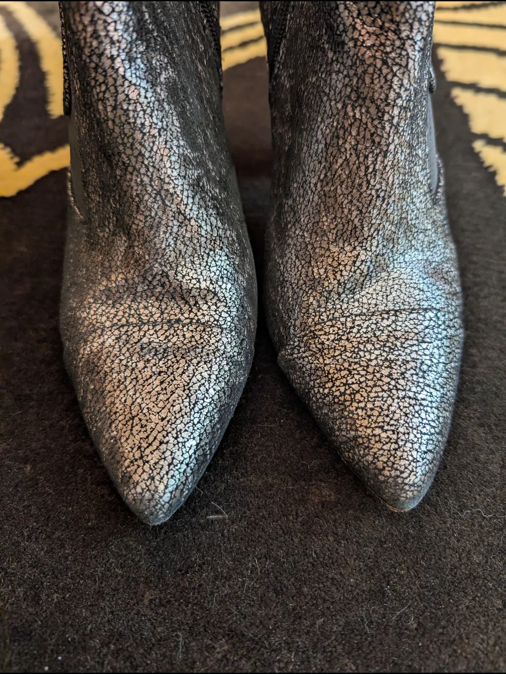 Donald J. Pliner Silver-Gray Textured Pointed Ankle Booties
